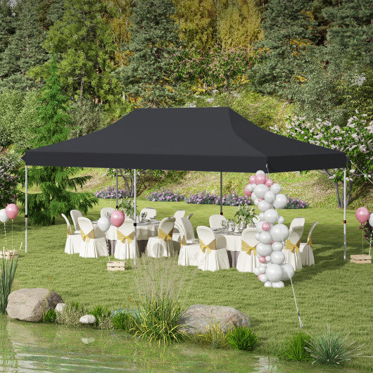 10 X 20 FT Pop up Canopy Tent Foldable Portable Outdoor Gazebo with Carry Bag-Black