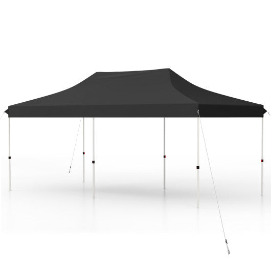 10 X 20 FT Pop up Canopy Tent Foldable Portable Outdoor Gazebo with Carry Bag-Black