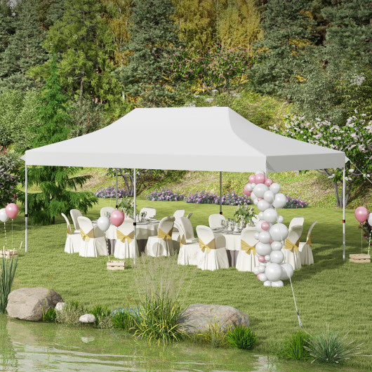 10 X 20 FT Pop up Canopy Tent Foldable Portable Outdoor Gazebo with Carry Bag-White
