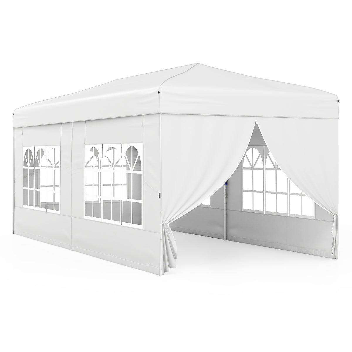 10 X 20 Feet Pop up Canopy Tent Instant Setup with 6 Sidewalls-White