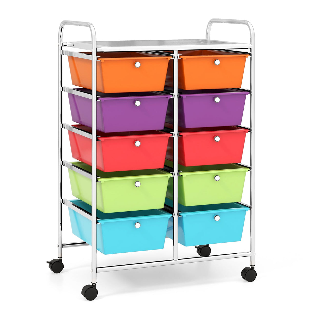 10-Drawer Rolling Storage Cart-Deep Multicolor by DirectDeals