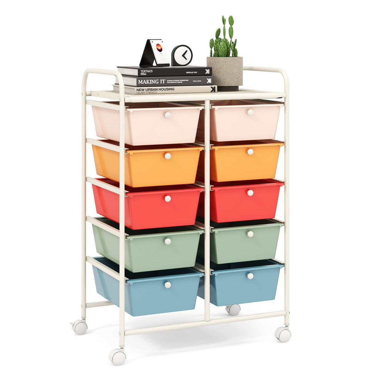 10-Drawer Rolling Storage Cart-Multicolor by DirectDeals