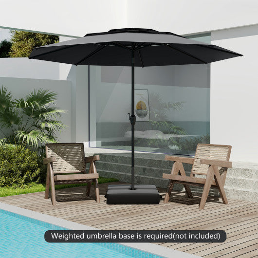 10 ft 3-tier Vented Patio Umbrella with Push Button Tilt-Black