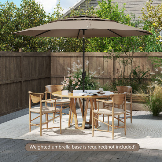 10 ft 3-tier Vented Patio Umbrella with Push Button Tilt-Brown