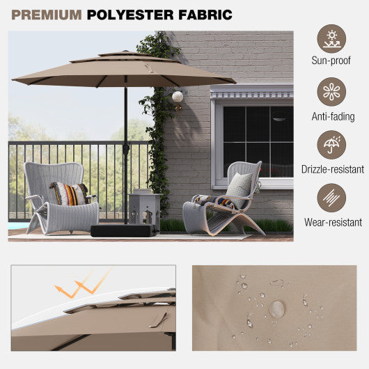 10 ft 3-tier Vented Patio Umbrella with Push Button Tilt-Navy