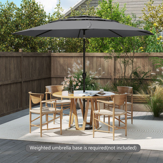 10 ft 3-tier Vented Patio Umbrella with Push Button Tilt-Gray