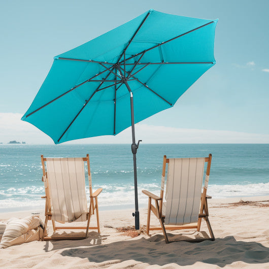 10 ft 3-tier Vented Patio Umbrella with Push Button Tilt-Green