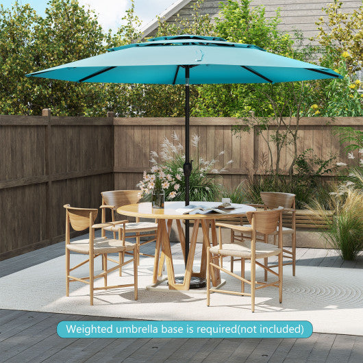 10 ft 3-tier Vented Patio Umbrella with Push Button Tilt-Green