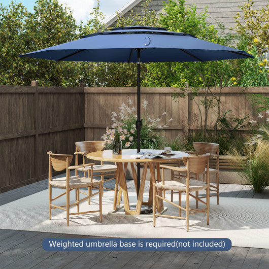 10 ft 3-tier Vented Patio Umbrella with Push Button Tilt-Navy