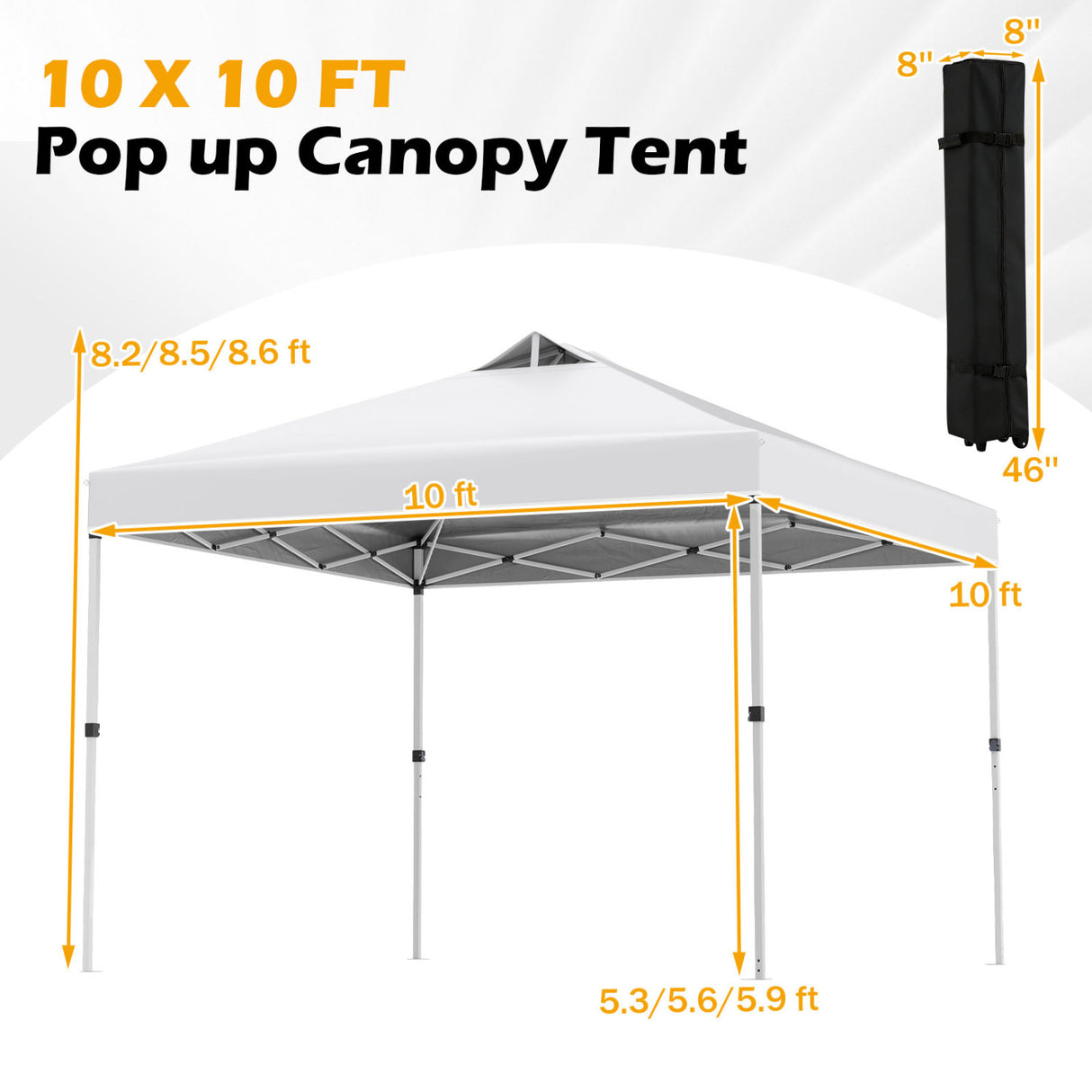 10 x 10 Feet Outdoor Commercial Pop up Canopy Tent-White