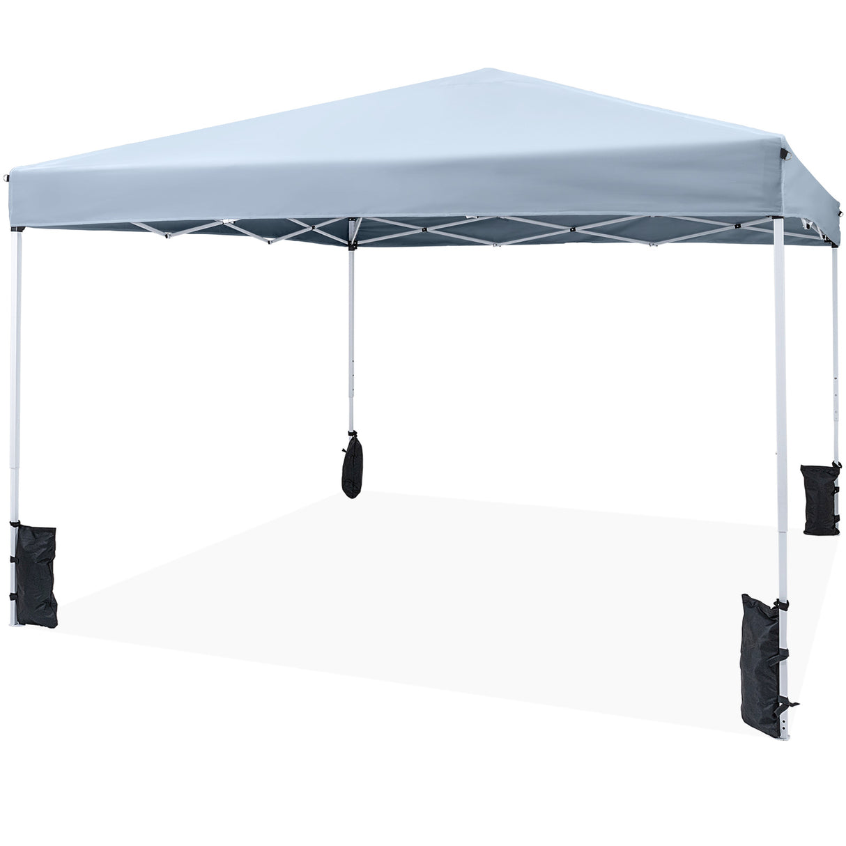 10 x 10 Feet Pop up Canopy Tent with Carrying Bag and 4 Sandbags-Gray
