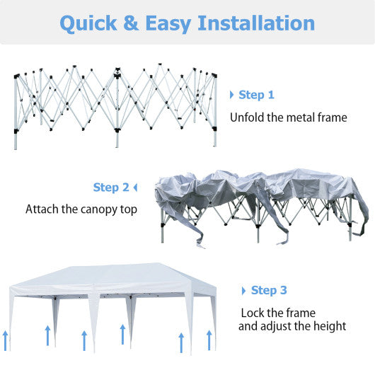 10 x 20 FT Pop up Canopy Tent with Carry Bag for Party BBQ-White