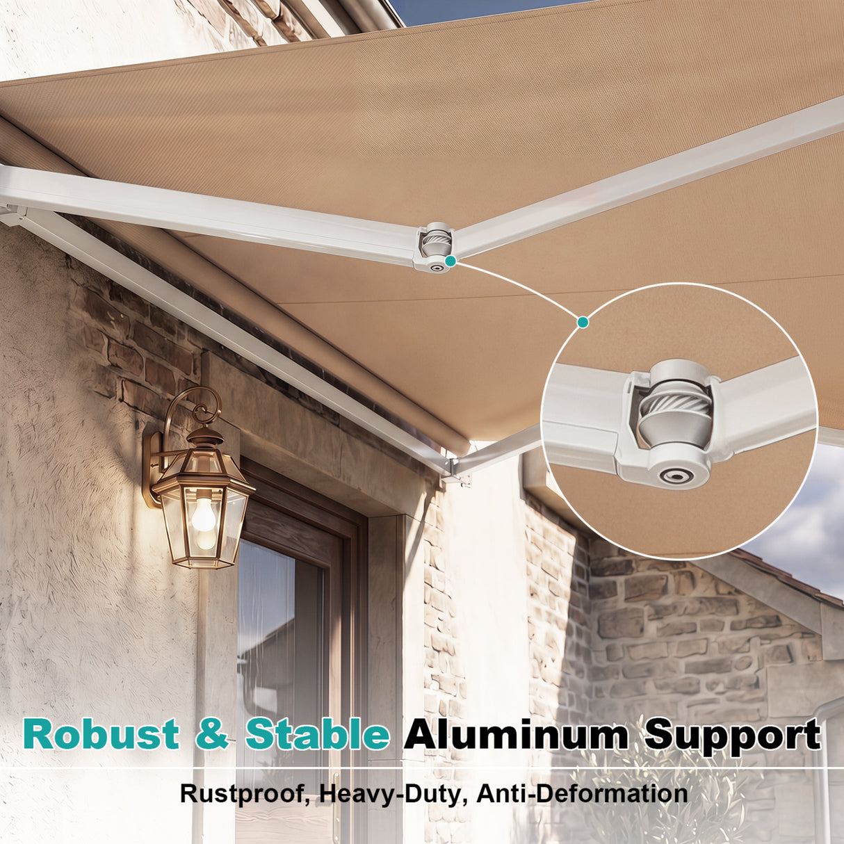 10 x 8.2 Feet Retractable Awning with Easy Opening Manual Crank Handle-Brown