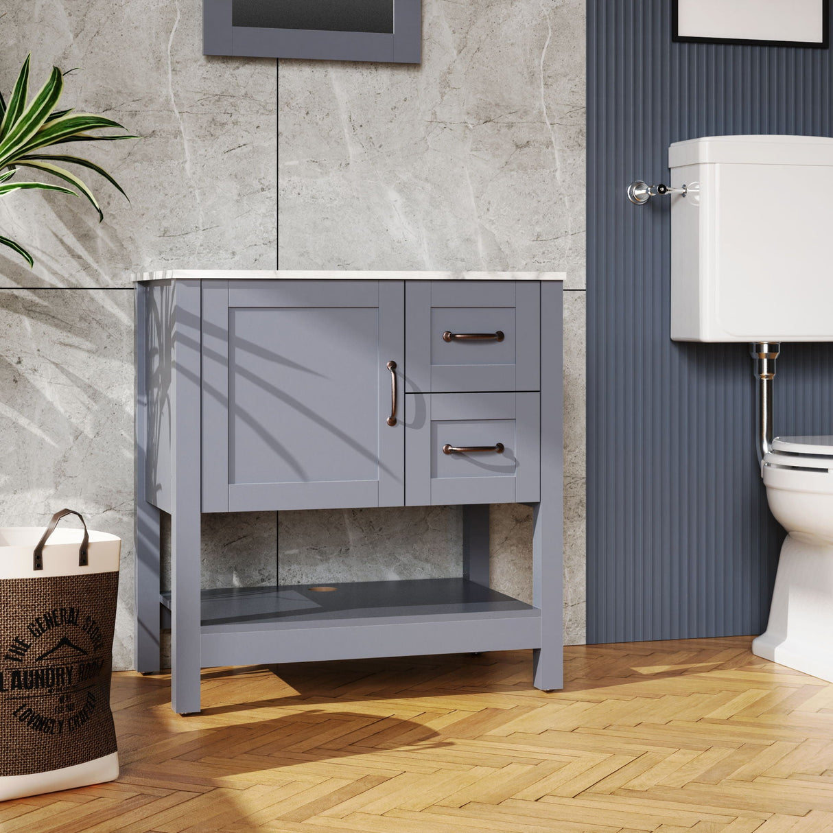 Bathroom Vanity With Mirror And Top Only - Gray by Couch.com