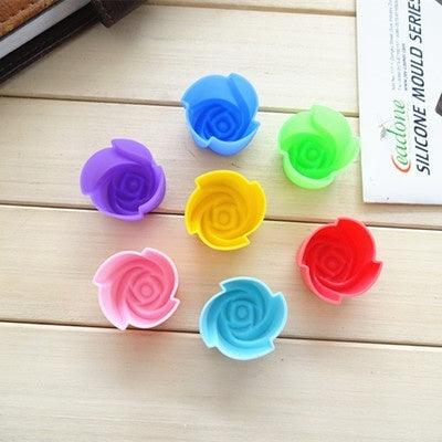 10pcs Rose Mold Food Grade Silicone Mini Cupcake Cake Tool Muffin Cookie Baking Molds Chocolate Soap Pastry Decorating Set Reusable And Non-stick Mini Size Silicone Baking Cups Muffin Cups Mini Cupcake Liners Mini Chocolate Holders