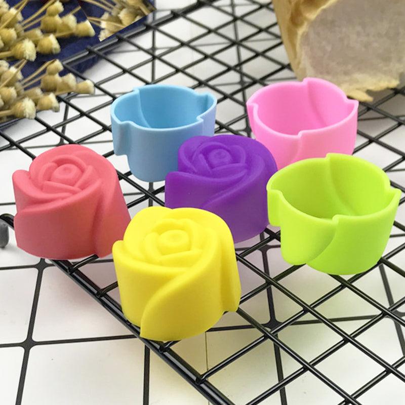10pcs Rose Mold Food Grade Silicone Mini Cupcake Cake Tool Muffin Cookie Baking Molds Chocolate Soap Pastry Decorating Set Reusable And Non-stick Mini Size Silicone Baking Cups Muffin Cups Mini Cupcake Liners Mini Chocolate Holders