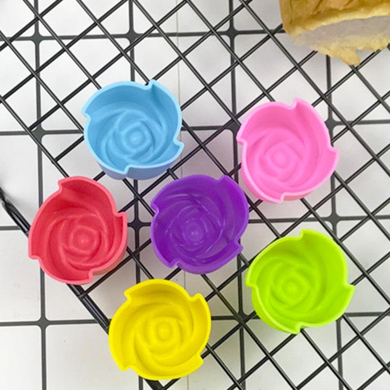 10pcs Rose Mold Food Grade Silicone Mini Cupcake Cake Tool Muffin Cookie Baking Molds Chocolate Soap Pastry Decorating Set Reusable And Non-stick Mini Size Silicone Baking Cups Muffin Cups Mini Cupcake Liners Mini Chocolate Holders