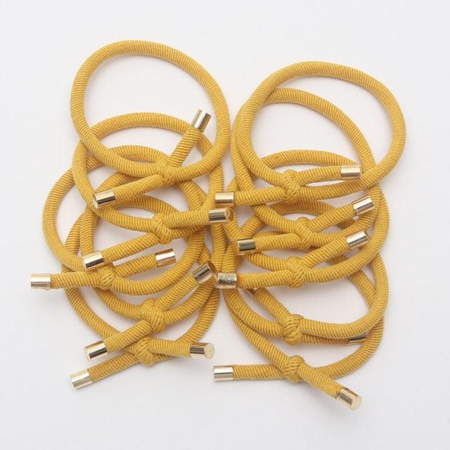 10PCS Women Elastic Hair Rubber Bands High Quality Girls Hair Bands Hair Scrunchies Gold Plated Hair Accessories Hair Gum Tie Gorgeous Hair Accessories For Women
