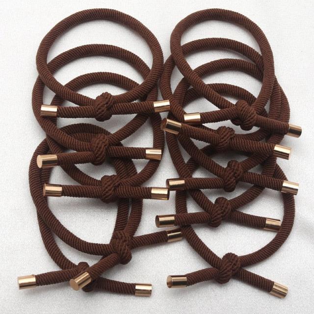 10PCS Women Elastic Hair Rubber Bands High Quality Girls Hair Bands Hair Scrunchies Gold Plated Hair Accessories Hair Gum Tie Gorgeous Hair Accessories For Women