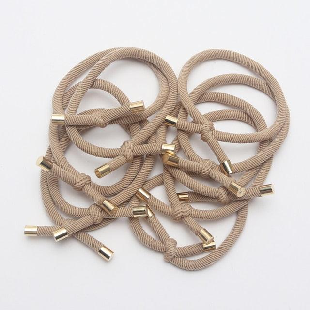 10PCS Women Elastic Hair Rubber Bands High Quality Girls Hair Bands Hair Scrunchies Gold Plated Hair Accessories Hair Gum Tie Gorgeous Hair Accessories For Women