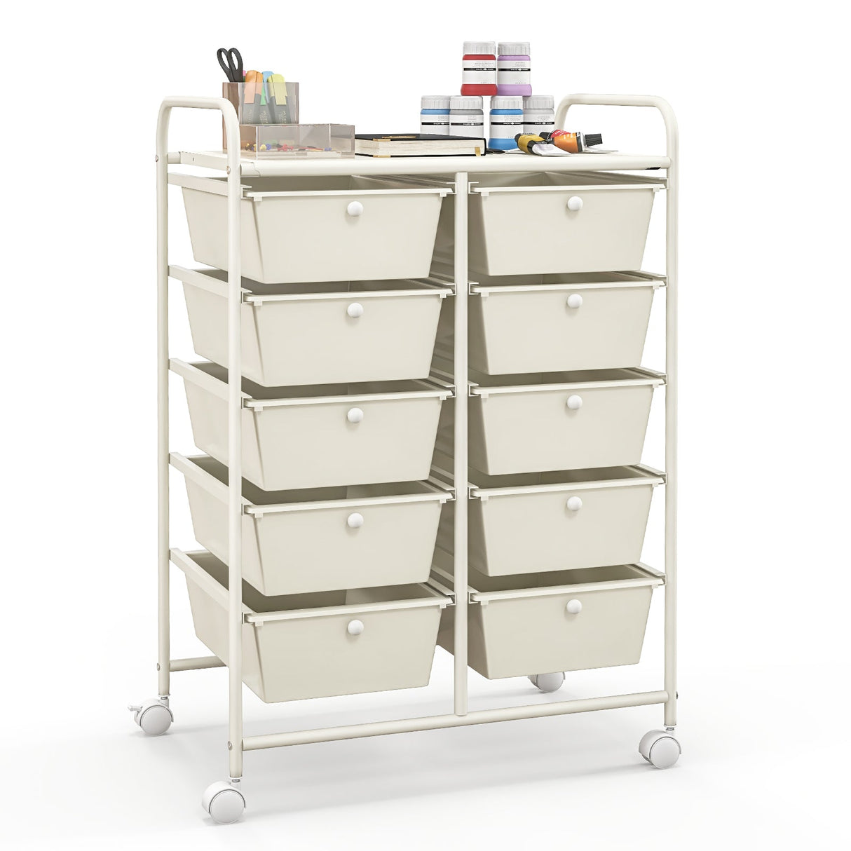 10-Drawer Rolling Storage Cart-White by DirectDeals