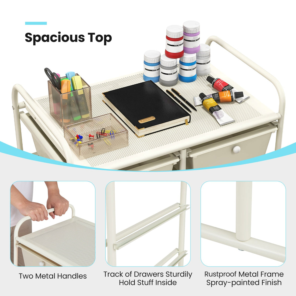 10-Drawer Rolling Storage Cart-White by DirectDeals