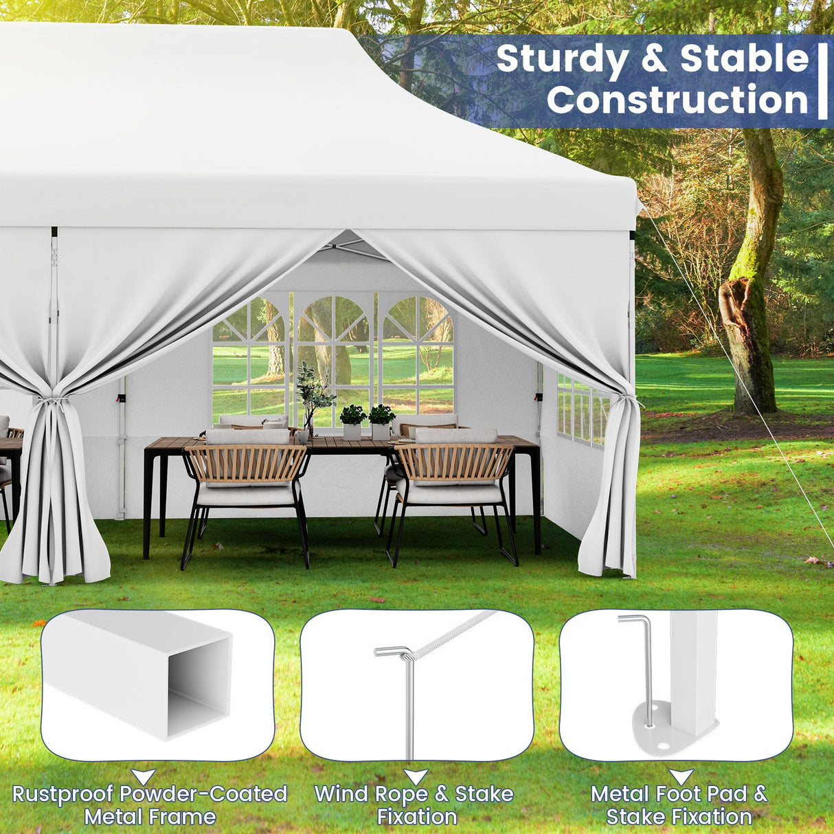 10 x 20 FT Pop up Canopy with 6 Sidewalls and Windows and Carrying Bag for Party Wedding Picnic-White by DirectDeals