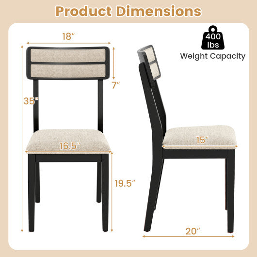 Modern Dining Chairs Set of 2 with Tilt Backrest for Dining Room-Black