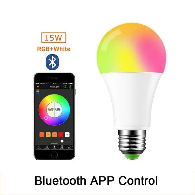 110V 220V Bluetooth E27 RGBW LED Bulb Lights 5W 10W 15W RGB Lampada Changeable Colorful RGBWW LED Lamp With Remote+Memory Mode Smart Light Bulbs, RGBCW Color Changing Light Bulb Dimmable, 7W A19 led Bulb 60W Equivalent, Smart Bulbs That Work