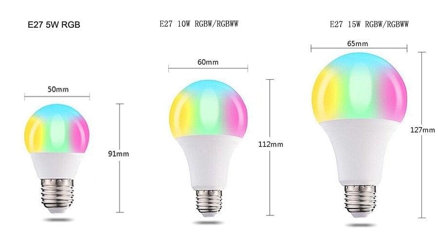 110V 220V Bluetooth E27 RGBW LED Bulb Lights 5W 10W 15W RGB Lampada Changeable Colorful RGBWW LED Lamp With Remote+Memory Mode Smart Light Bulbs, RGBCW Color Changing Light Bulb Dimmable, 7W A19 led Bulb 60W Equivalent, Smart Bulbs That Work