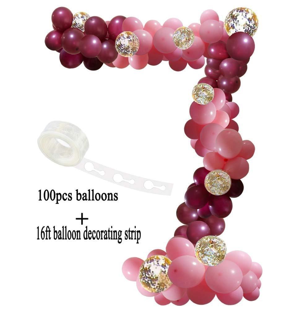 112 pcs Red Rose Gold Birthday Pink Latex Balloon Garland Arch Kit For Girls Wedding Party Decoration Baby Showers Girl Birthday Party Ballons Decoration for Girls