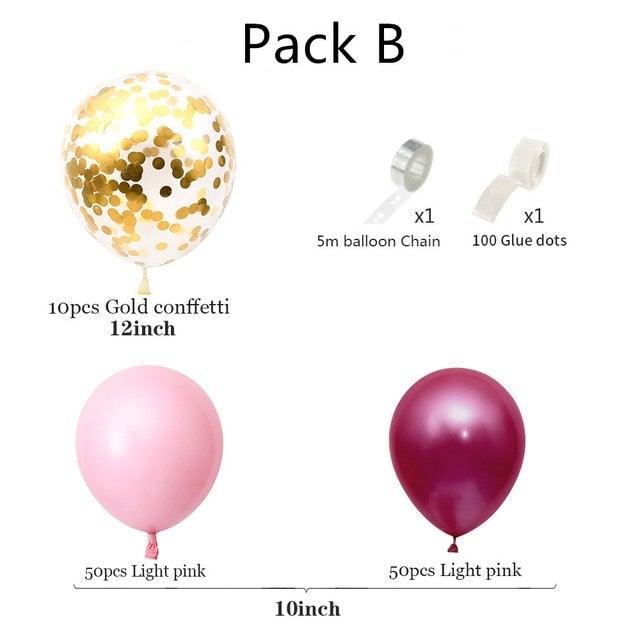 112 pcs Red Rose Gold Birthday Pink Latex Balloon Garland Arch Kit For Girls Wedding Party Decoration Baby Showers Girl Birthday Party Ballons Decoration for Girls