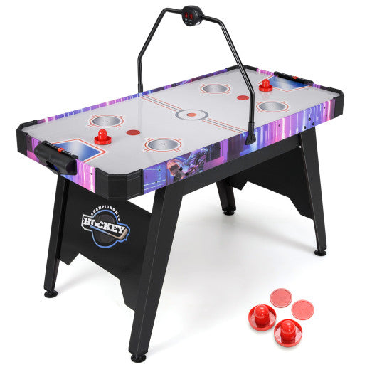 56 Inch Air Hockey Table with LED Digital Scoreboard and Powerful 12V Motor-White