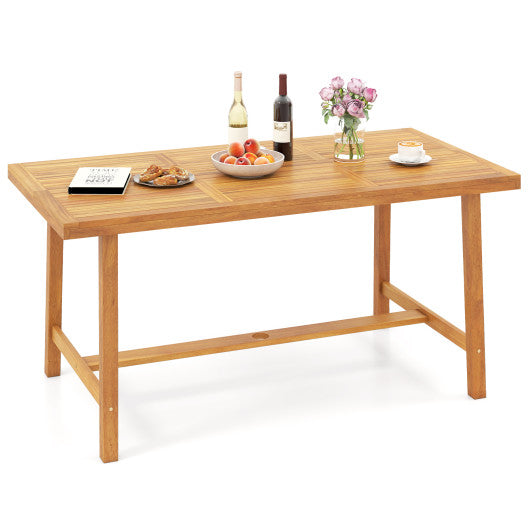 Acacia Wood Dining Table for 6 People Heavy-Duty Indoor Outdoor