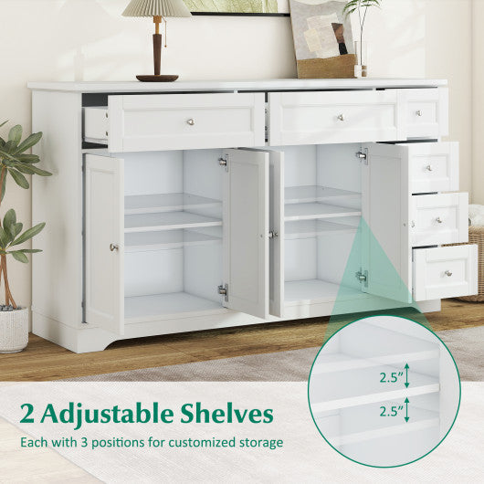 Sideboard Storage Cabinet with Rattan Doors and Drawer-Brown