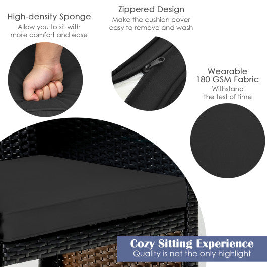 Outdoor Side Table with 1.93" Umbrella Hole All-Weather PE Wicker Patio Umbrella Table-Brown