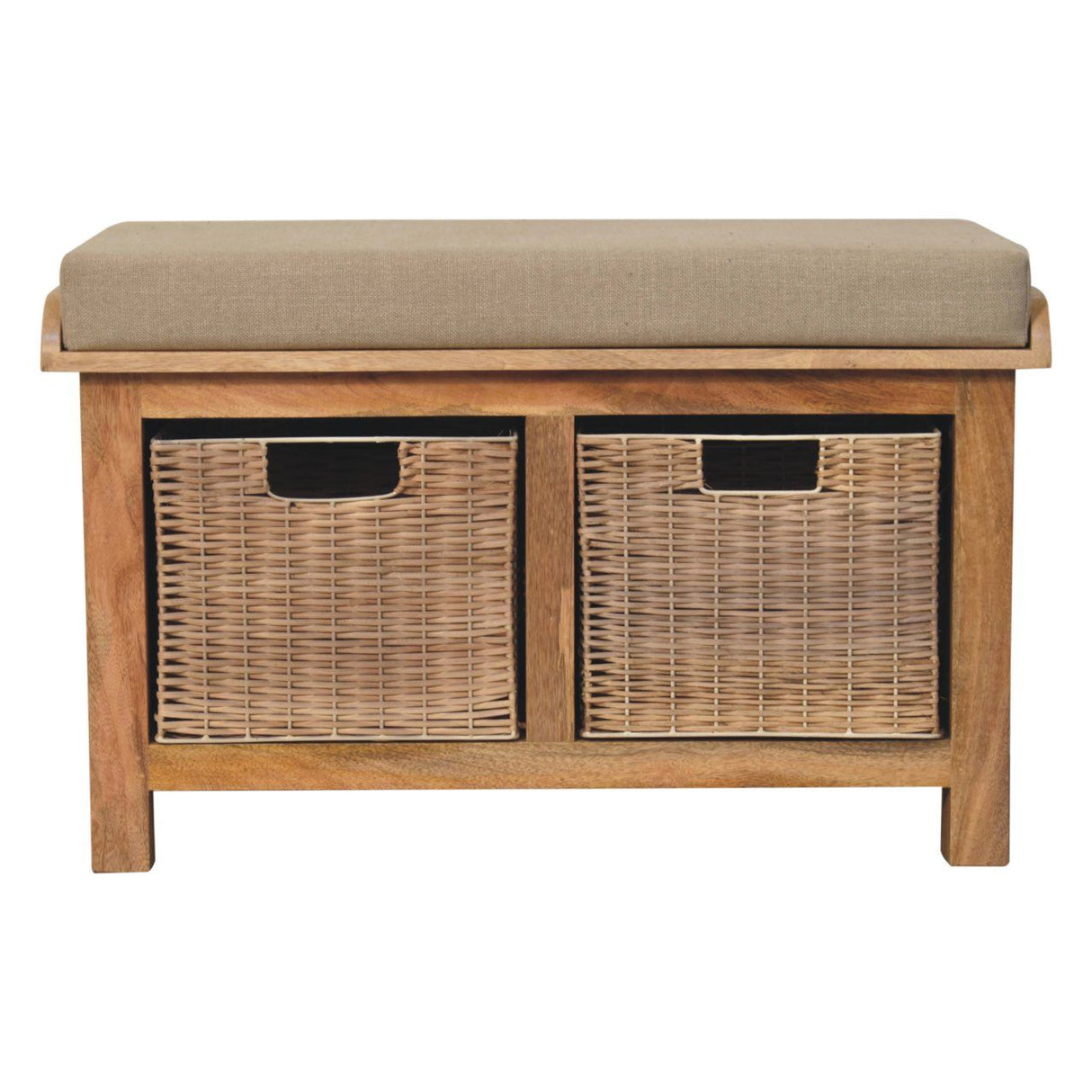 Rattan Basket Linen Bench - Brown by Couch.com