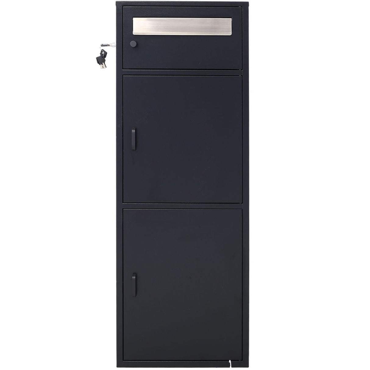 Large Steel Freestanding Floor Parcel Package Drop With Locking Letterbox Drop Mail Box With Multi Compartments - Black by Couch.com