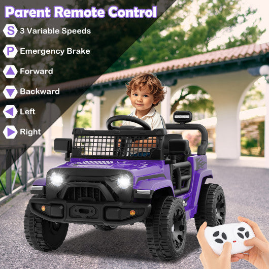 12V Kids Ride on Truck Car Battery Powered Electric Vehicle-Purple