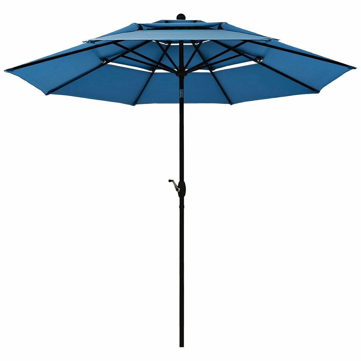 10' 3 Tier Patio Umbrella Aluminum Sunshade Shelter Double Vented without Base-Blue by DirectDeals