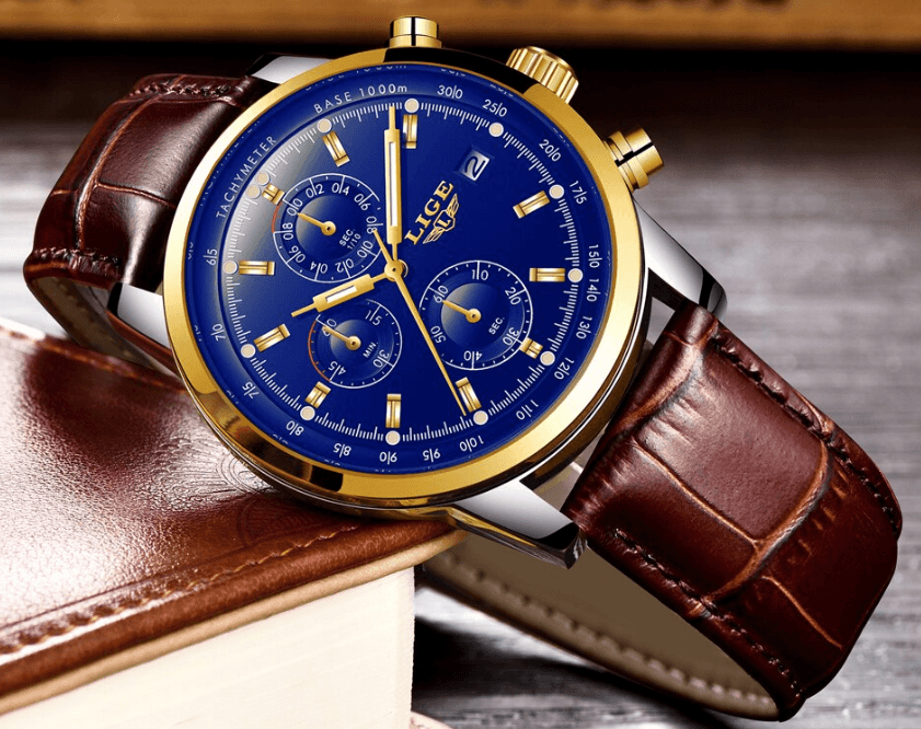 Men's Waterproof Watch With Chronometers Date Display And Fluorescent Pointers Excellent Look Perfect Gift