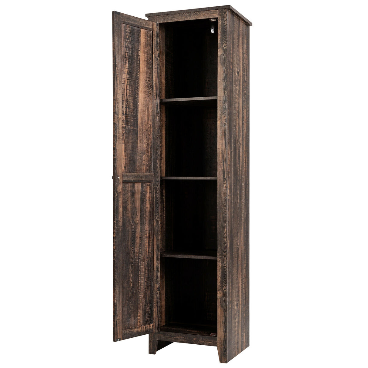 Linen Tower Bathroom Storage Cabinet Tall Slim Side Organizer with Shelf-Black