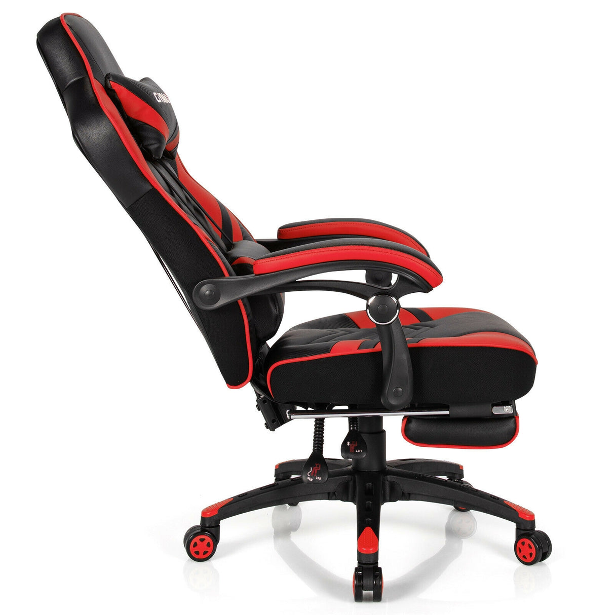 Adjustable Gaming Chair with Footrest for Home Office-Red
