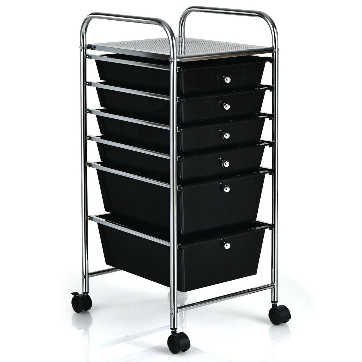 6 Drawers Rolling Storage Cart Organizer-Transparent Multicolor