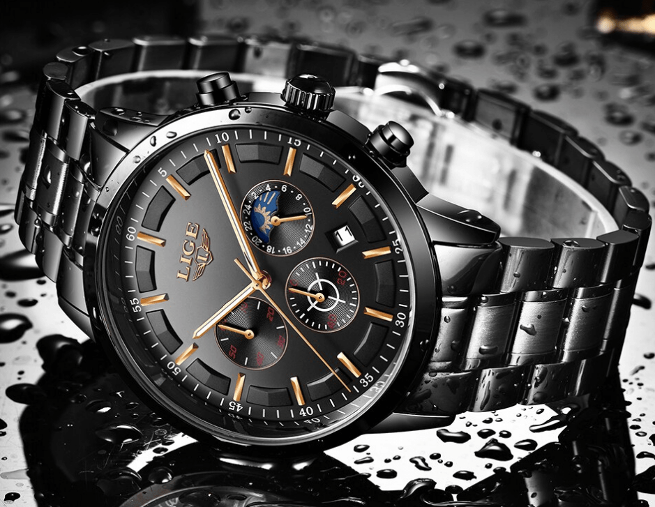 Men's Waterproof Watch With Chronometers And Date Display Unique Design Perfect Gift