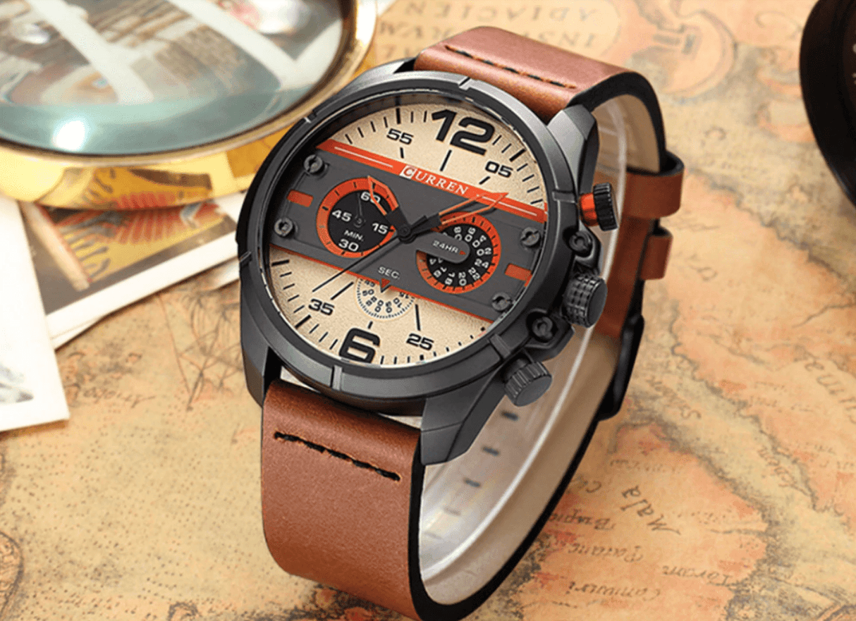 Men's Waterproof Retro Style Watch With Excellent Background, Chronometers Large Numbers Perfect Gift