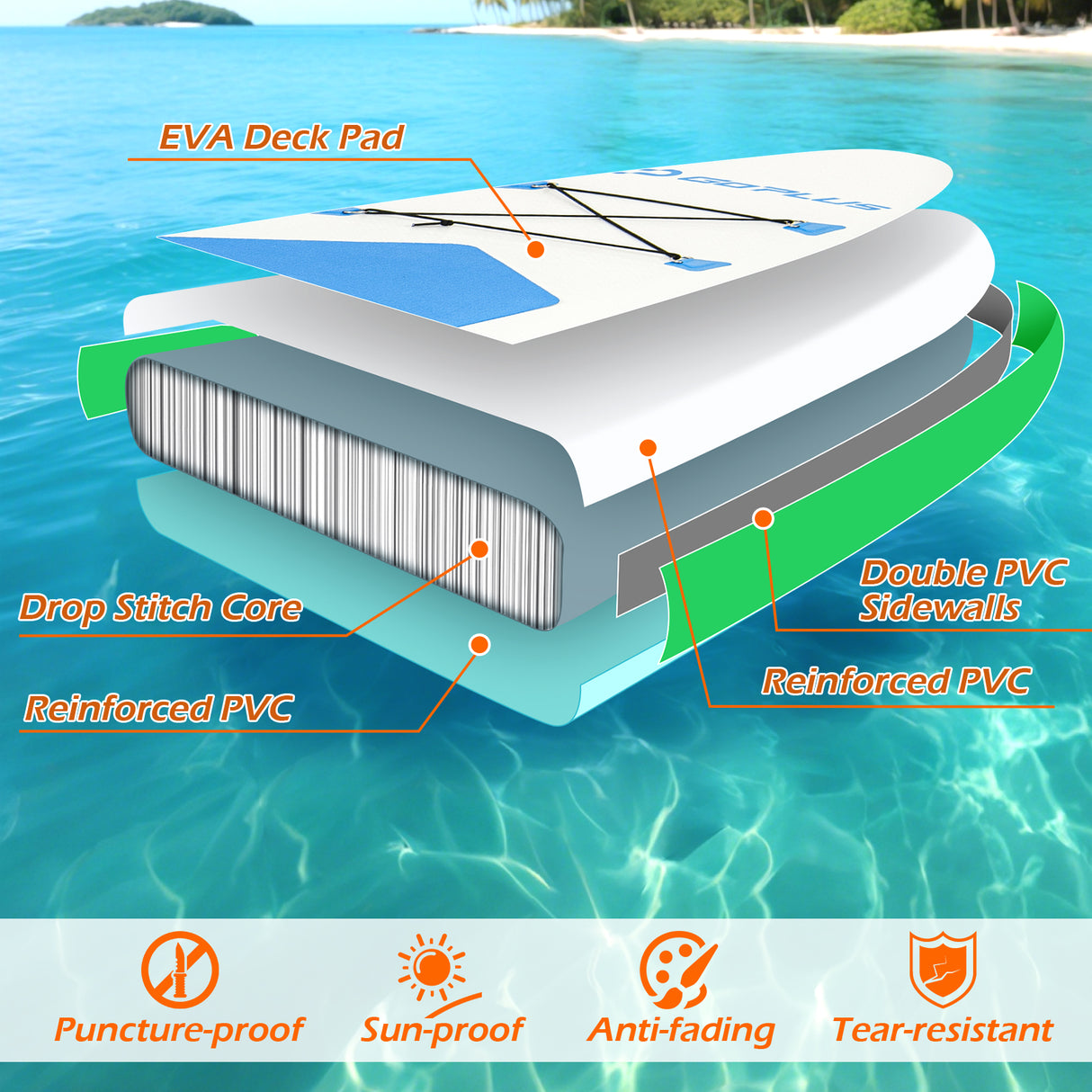 11 Feet Premium SUP Inflatable Stand Up Paddle Board with Accessories and Repair Kit-L