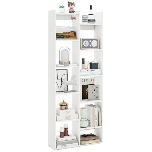 11-Tier Modern Book Organizer Bookcase with Anti-Tipping Kits-White