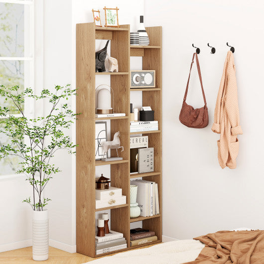 11-Tier Modern Book Organizer Bookcase with Anti-Tipping Kits-Natural