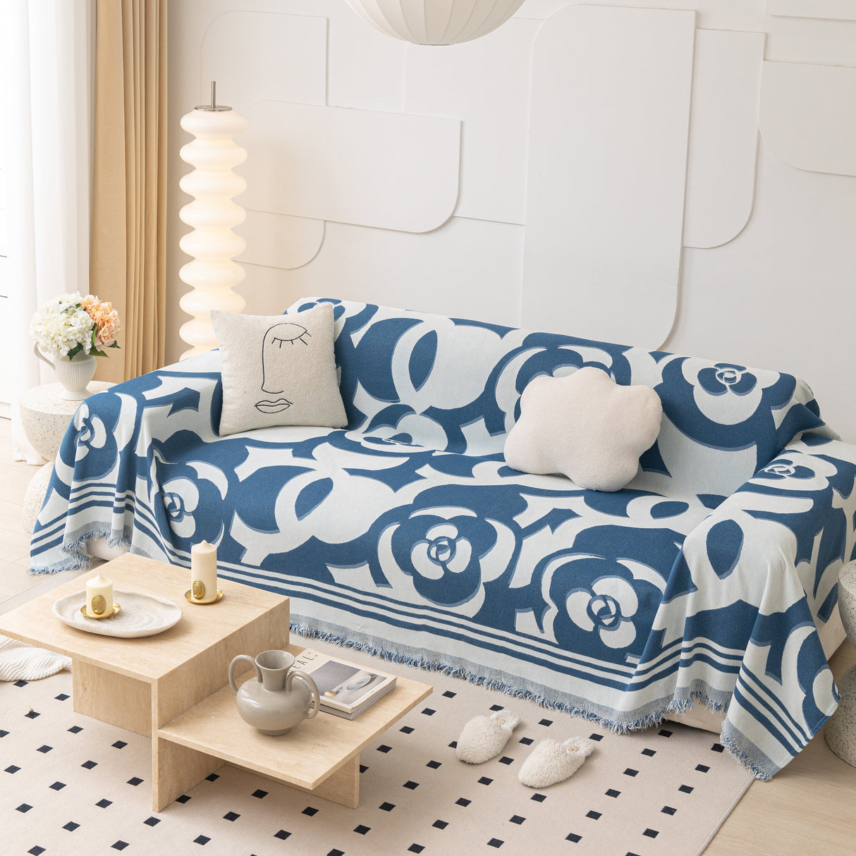 Chenille Sofa Cover Blanket, Couch Cover Blanket Throws for Couches Living Room Furniture Throw Covers